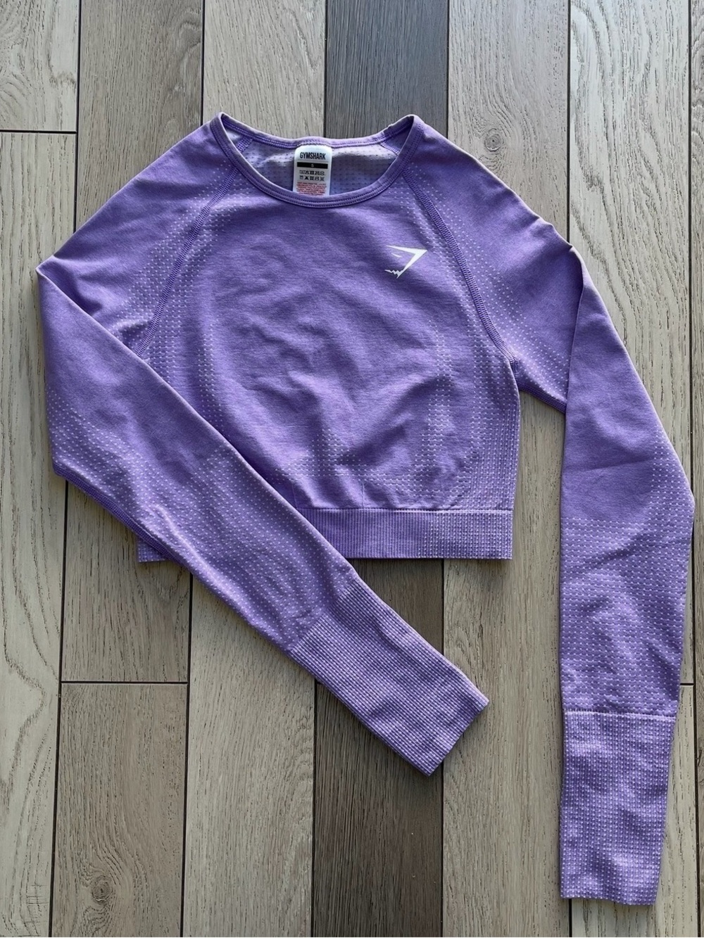 Gymshark Women's Lavender Seamless Long-Sleeve Crop Top size S